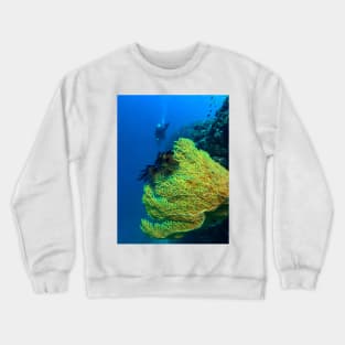 scuba diver and yellow sea fan Crewneck Sweatshirt